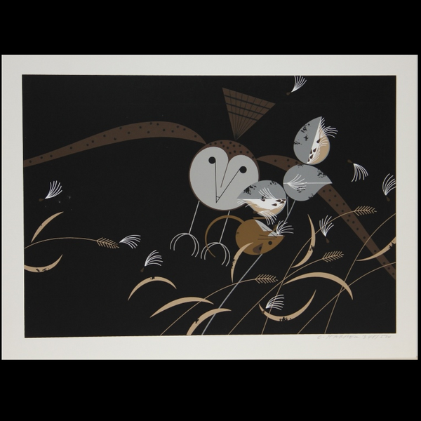 Charley Harper Serigraph Print Better Mousetrap (Barn Owl & Harvest Mouse)