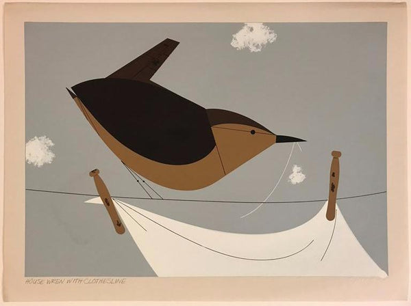 Charley Harper Ford Times Print House Wren On Clothesline