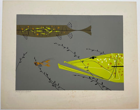 Charley Harper Ford Times Print Muskellunge (Muskies)