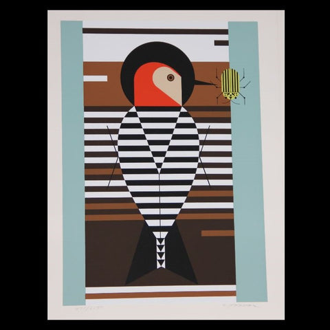 Charley Harper Serigraph Print Red Belly Woodpecker