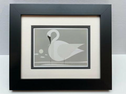 Charley Harper Framed Mini Art Card Trumpeter Swan