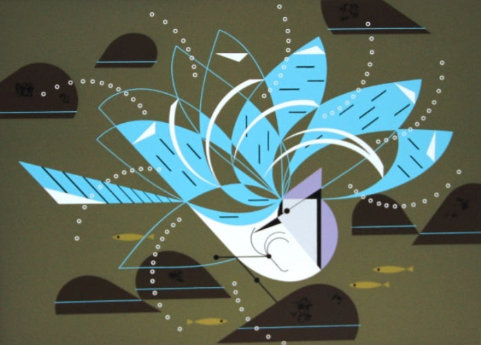 Official Charley Harper Art Studio, Romance on the Richter Scale—Serigraph  Print